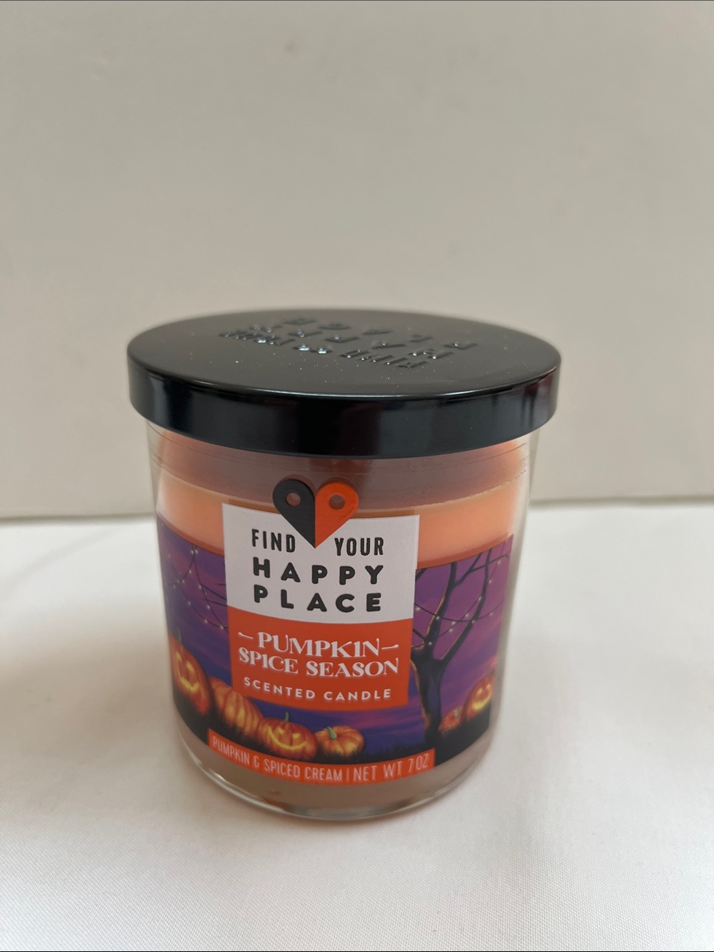 Scented Candle Pumpkin Spice Season Find Your Happy Place 7 oz NEW Soy-Based